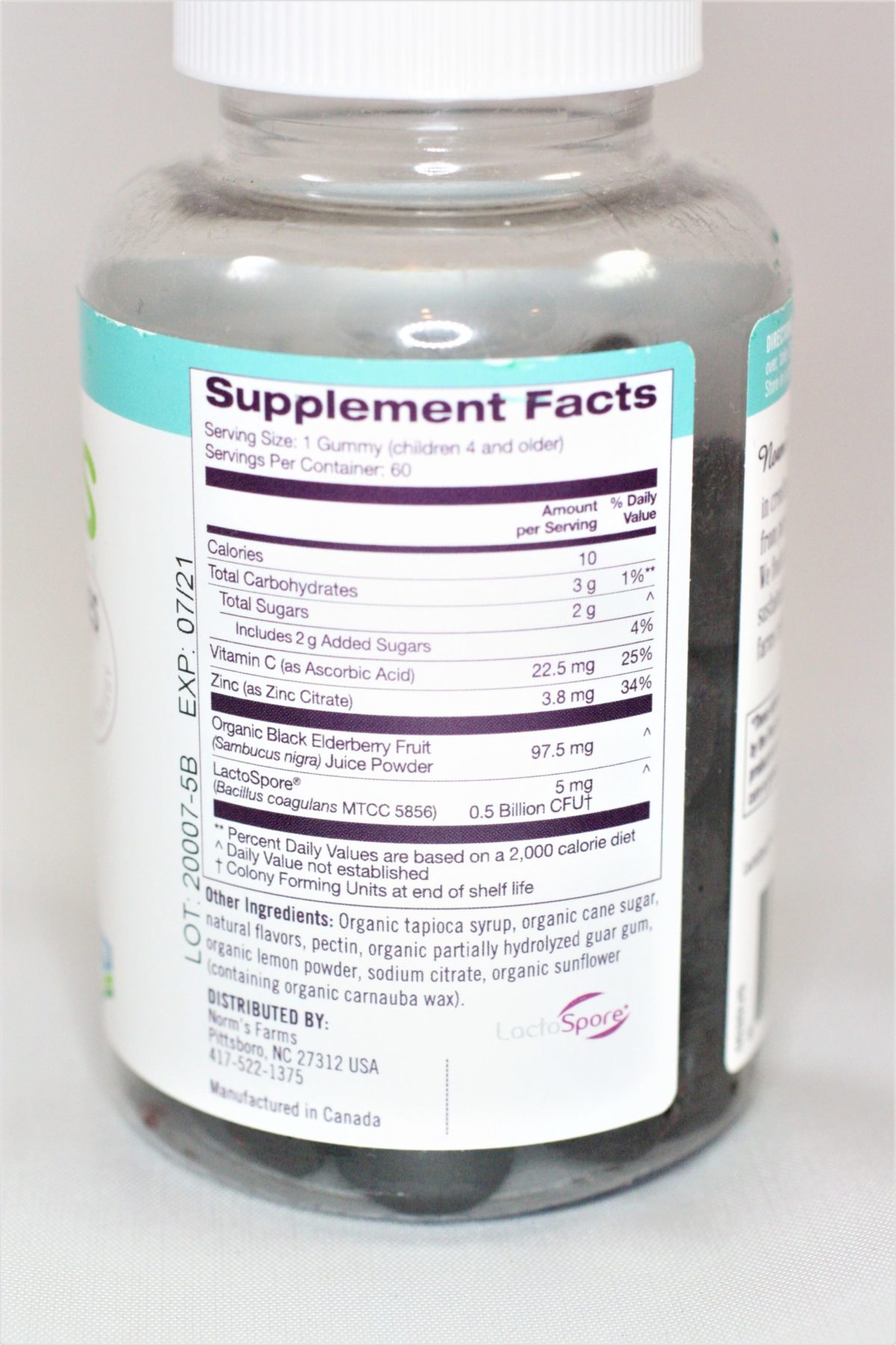 Elderkids Elderberry Gummy Supplement Facts